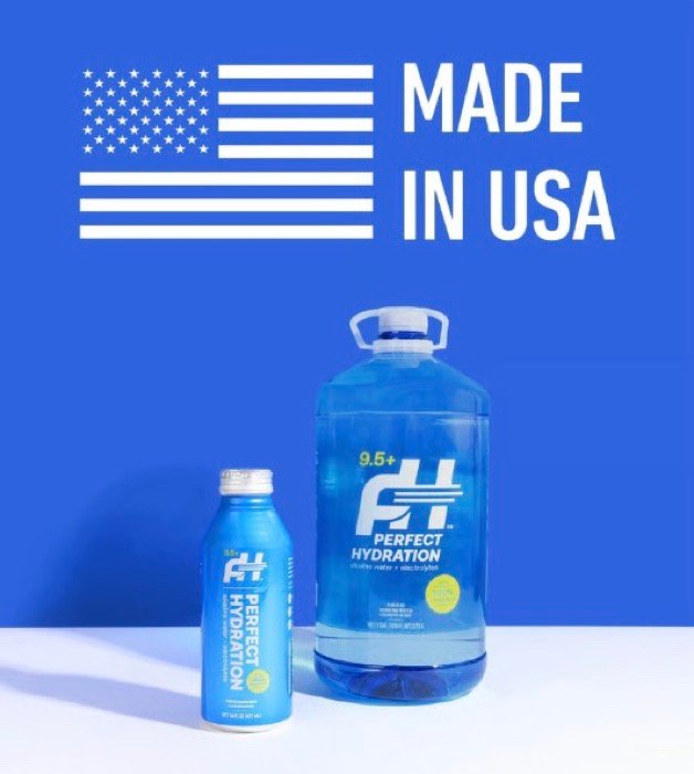 Perfect Hydration bottles with a Made in USA graphic